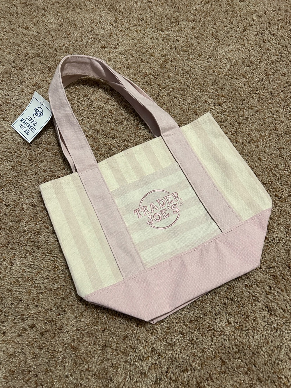 Trader Joe’s Pink Stripe Mini Canvas Tote